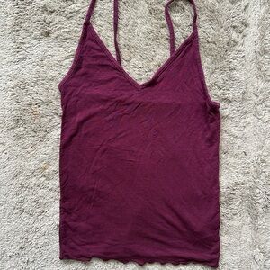 American Eagle Outfitters Red Lettuce Hem Tank